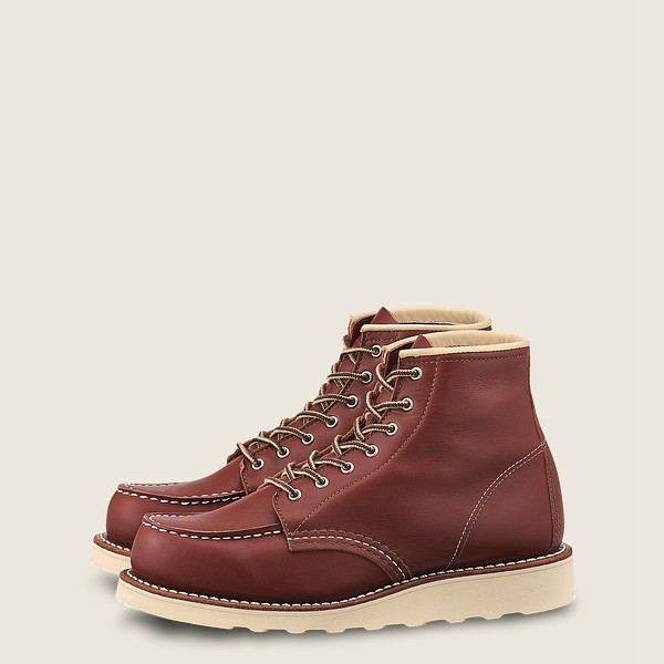 Red Wing Heritage Boots 6-inch Classic Moc - Short Atanado Leather - Burgundy - Womens FIR928750